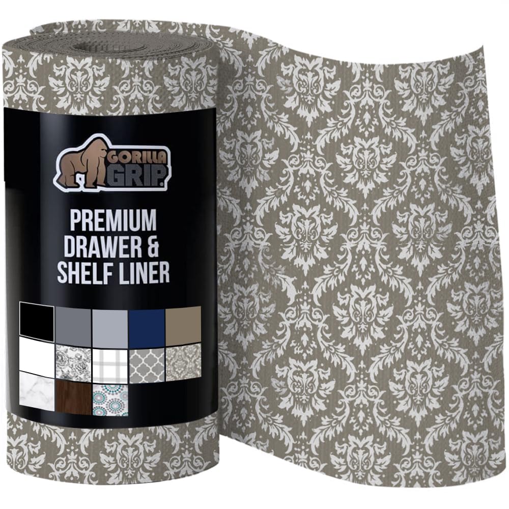 Gorilla Grip DripGuard Drawer and Shelf Liner for Cabinet, Slip Resistant Non Adhesive Protection for Kitchen, BPA Free Smooth S