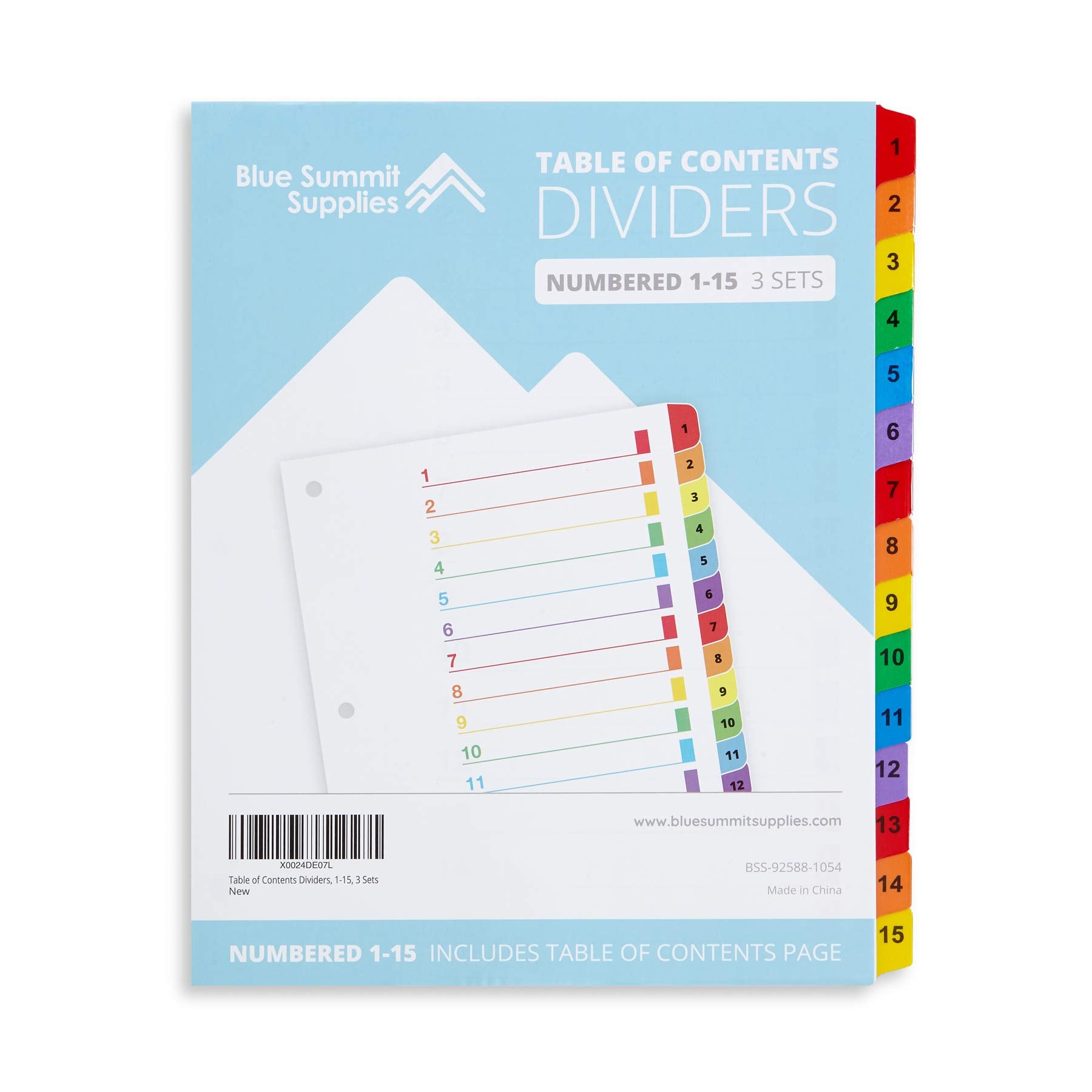Blue Summit Supplies 15 Tab Binder Dividers For 3 Ring Binder Or Notebook, Subject Dividers With Multicolor Numbered Tabs, Inclu