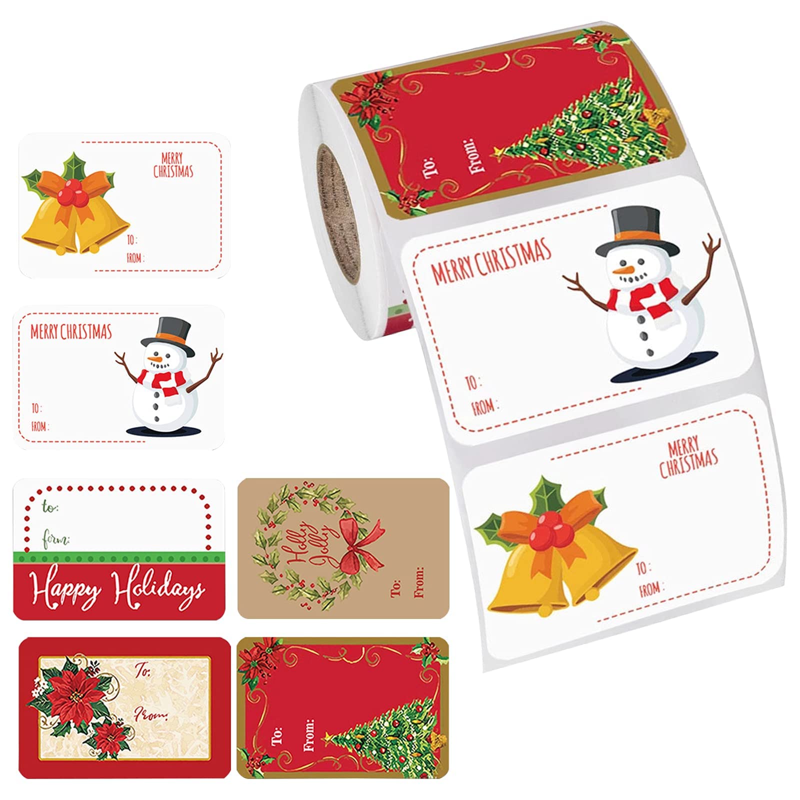 250Pcs 2X3 Inch Christmas Gift Tag Stickers,Christmas Self Adhesive Gift Label Stickers,Christmas Decorative Stickers For Gifts,