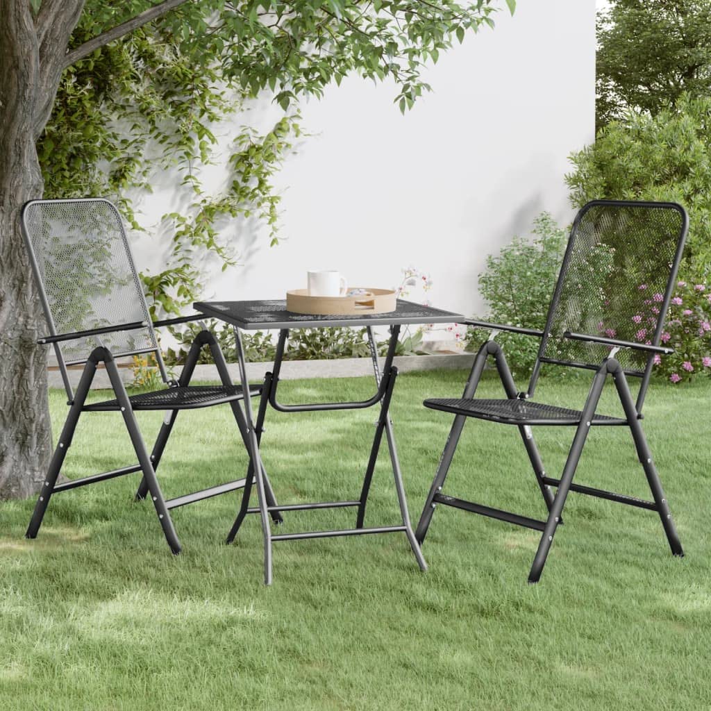 vidaXL Patio Table with Industrial Style - Square, Expanded Metal Mesh Material, Anthracite Color - 23.6"x23.6"x28.3" Dimensions - Assembly Required
