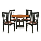East West Furniture SUNI5-BCH-LC 5 Piece Dining Table Set for 4 Includes a Round Kitchen Table with Dropleaf & Shelves and 4 Faux Leather Kitchen Dining Chairs, 42x42 Inch, Black & Cherry