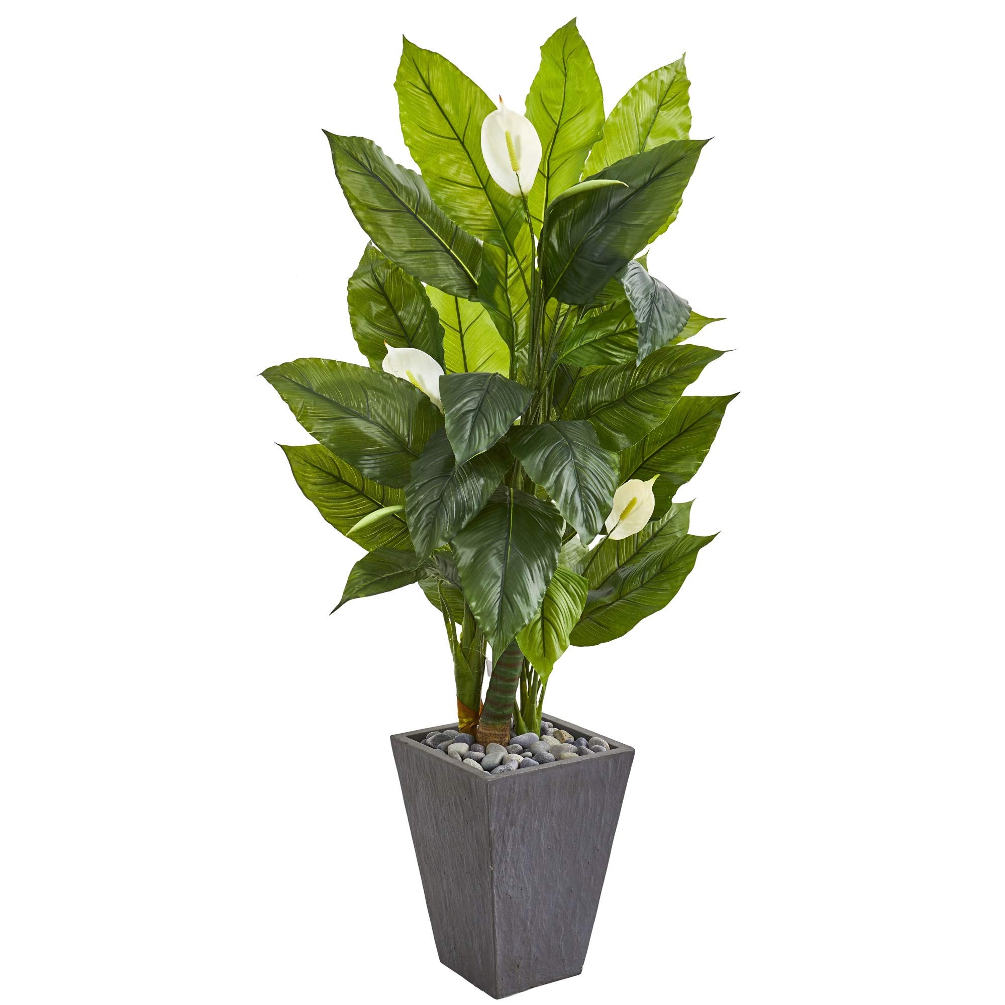 63 Spathyfillum Artificial Plant In Slate Planter (Real Touch)