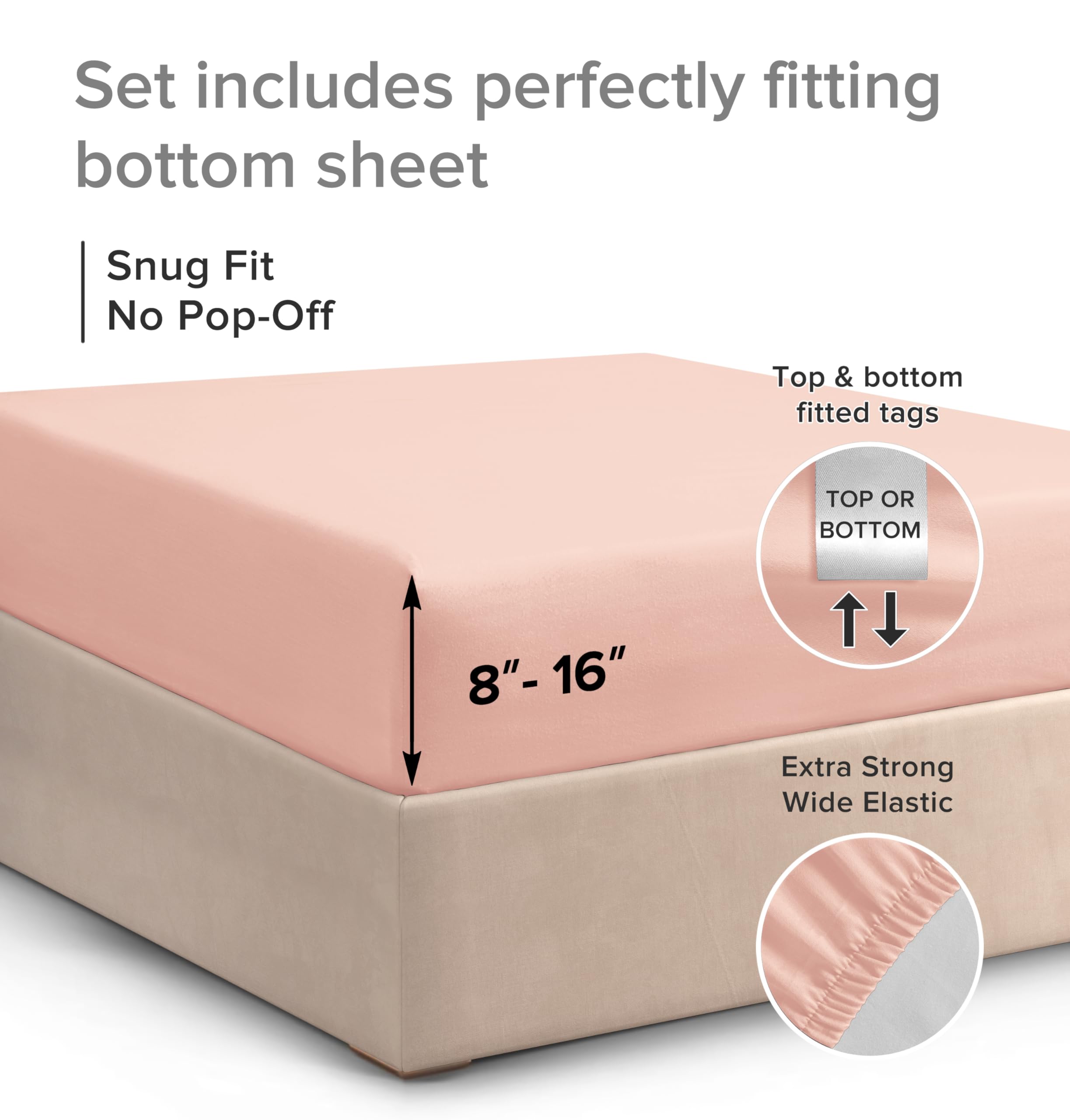 Queen Size Fitted Bed Sheet - Hotel Luxury Single Fitted Bottom Sheet Only - Fits Mattress Between 8 To 16 Inches - Deep Pockets, Extra Soft & Wrinkle Free - Comfy Breathable & Cooling - Lavender Pink