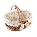 YRJJ Wicker Picnic Basket with Handles & Liner Oval Empty Gift Basket Willow Woven Easter Eggs & Candy Storage Basket Fruit Serv