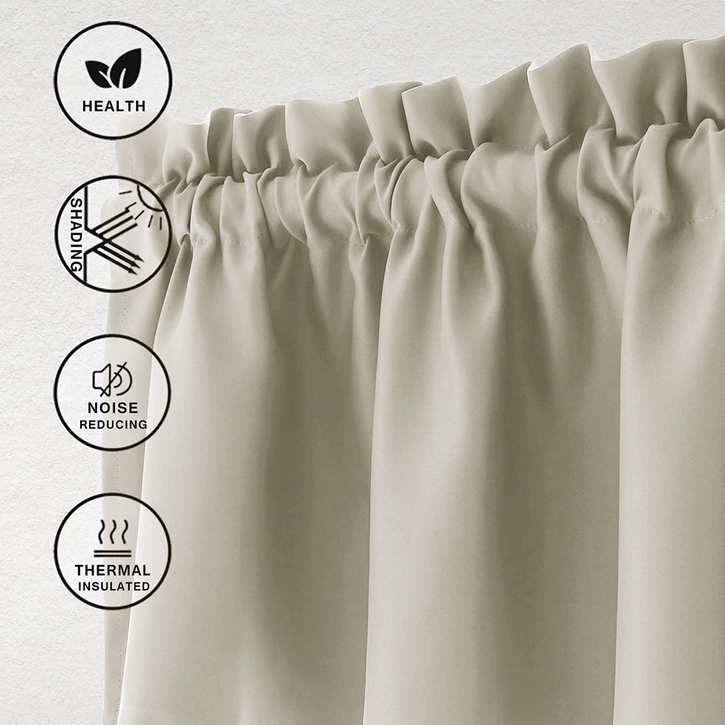 Hiasan Valance Curtains For Kitchen Blackout Thermal Insulated Solid Window Curtain Valance, Light Beige, 42 X 12 Inches, 1 Panel