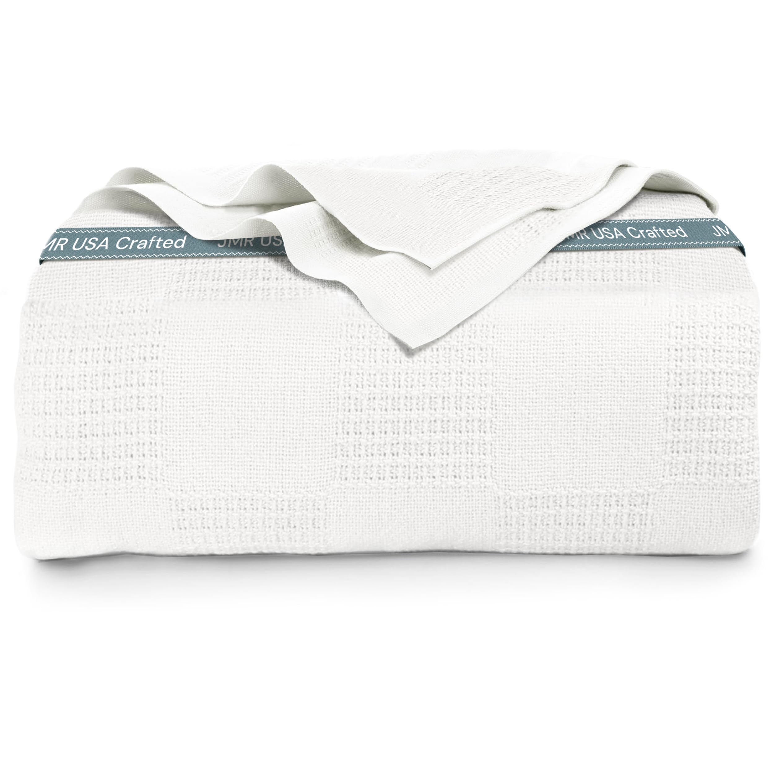 Jmr 100% Cotton Blanket - Lightweight Summer Blanket Twin Size (66X90) - Thermal Throw For Bed, Sofa, Summer And All Seasons (Wh