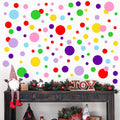 Christmas Wall Decals Polka Dots Wall Decals (154 Dots) Vinyl Wall Sticker Xmas Dots Wall Decals Indoor Rainbow Christmas Circle
