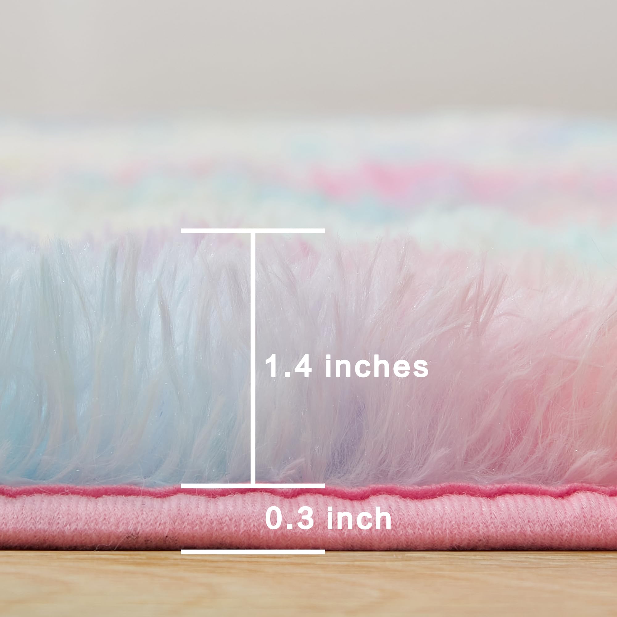 Andency 4X6 Shag Area Rug For Living Room, Rainbow Soft Fuzzy Plush Indoor Carpets For Bedroom, Non Skid Fluffy Faux Fur Rug For Nursery Kids Boys Girls Room