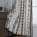 Sutuo Home Black And White Boho Curtain 84 Inches Length For Bedroom, Printed Cotton Linen Geometric Rod Pocket Chic Semi Blacko