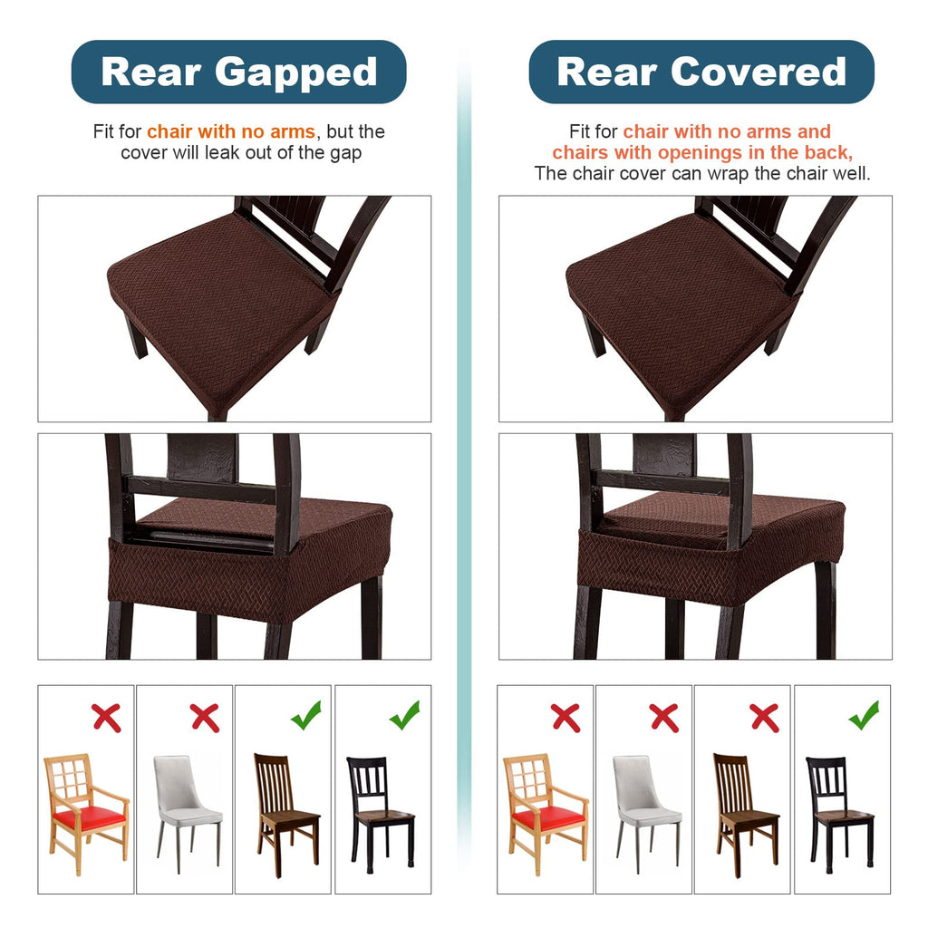 Genina Waterproof Seat Covers For Dining Room Chair Covers Waterproof Dining Chair Covers (6 Pcs-Rear-Covered, Chocolate)
