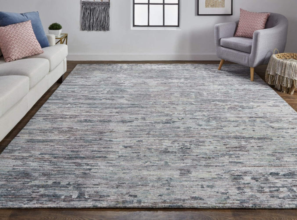 HomeRoots 513351 8 x 10 ft. Blue & Gray Wool Abstract Hand Knotted Rectangle Area Rug
