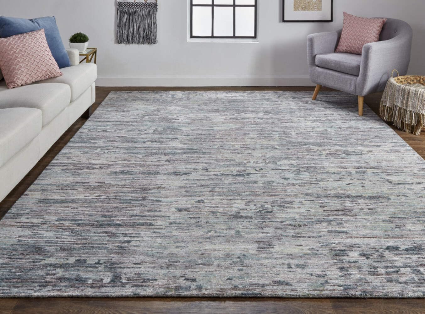 HomeRoots 513351 8 x 10 ft. Blue & Gray Wool Abstract Hand Knotted Rectangle Area Rug