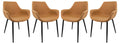 LeisureMod Grey Leather Dining Armchair Set of 4, Modern Kitchen Chairs with Metal Legs