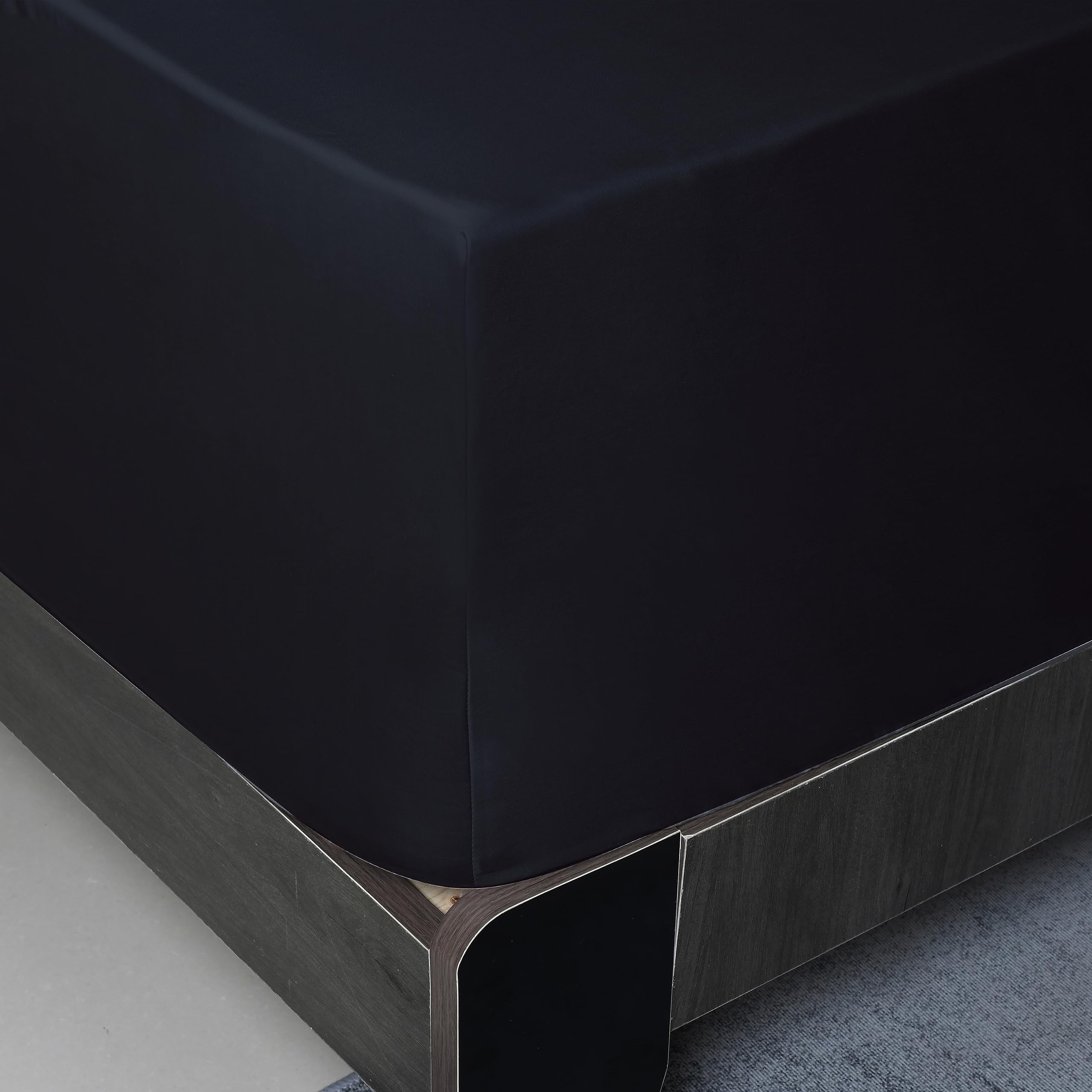 Twin Xl Size Fitted Sheet Only Black, 100% Egyptian Cotton 600 Thread Count, 16' Deep Pocket Premium Cotton Mattress Sheet (1 B