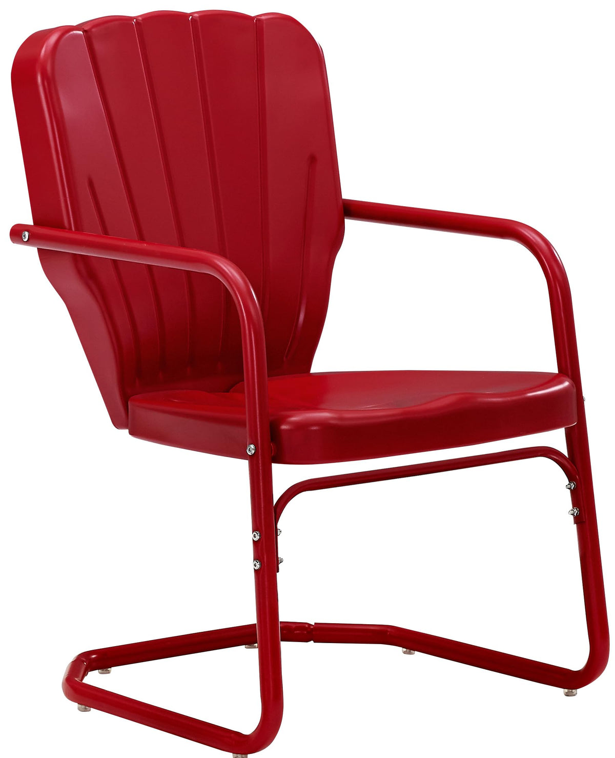 Crosley Furniture Ridgeland 2-Piece Outdoor Chair Set, Retro Metal Patio Chairs for Dining, Porch, Deck, Red