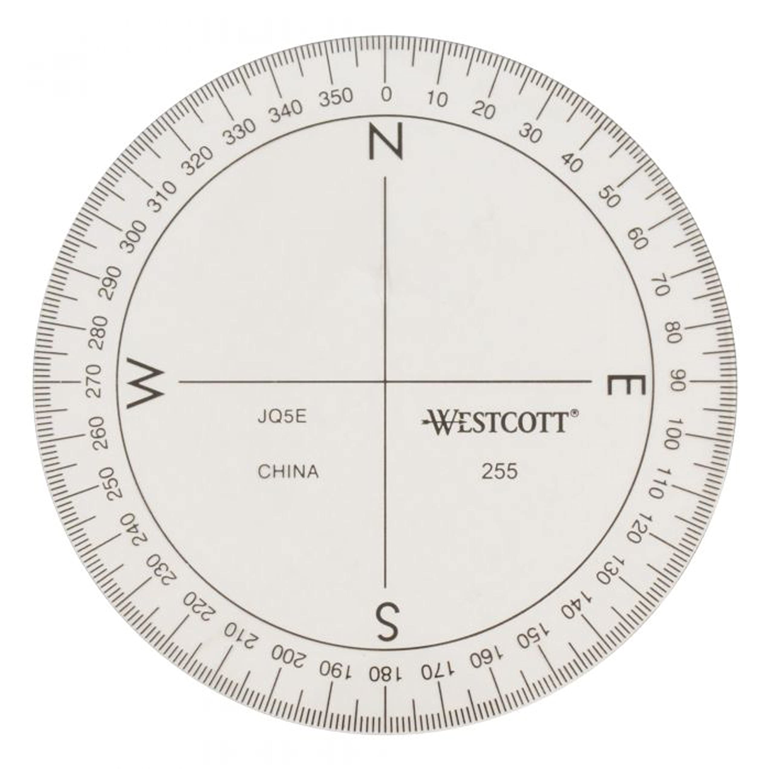 Westcott 360-Degree Protractor Compass For Drawing And Drafting, Clear, 3.5 In