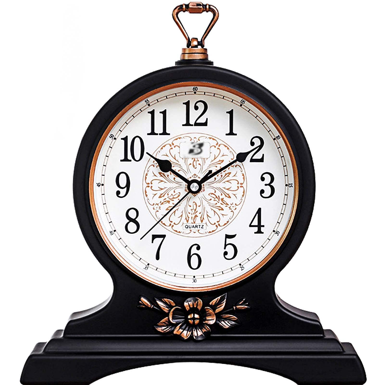 rnuie Desk Clock for Table Decor, Retro Mantel Clock Battery Operated for Fireplace Mantel, Living Room, Bedroom, Office, Deskto