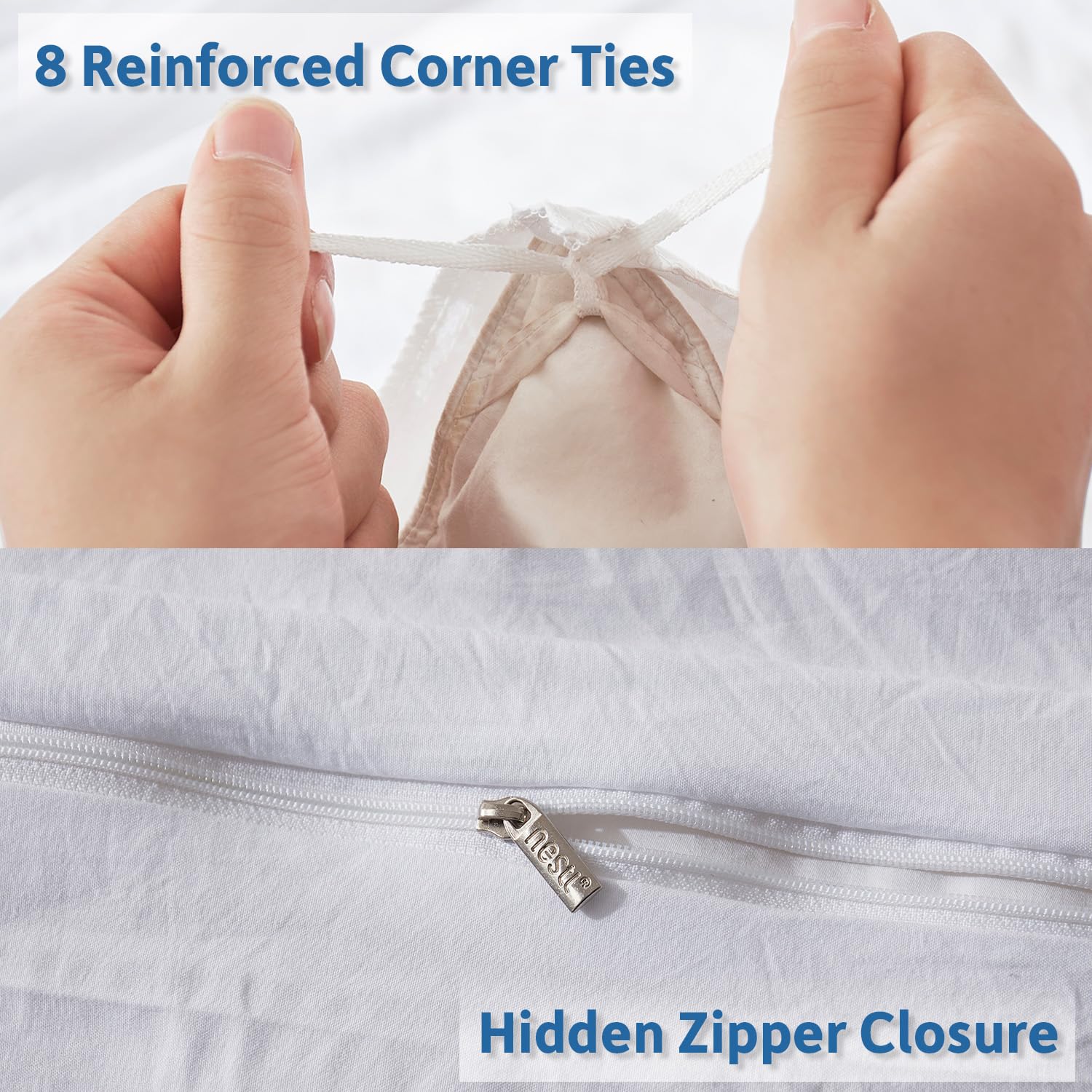 Nestl White Duvet Cover King Size - Soft Prewashed King Duvet Cover Set, 3 Piece, With Zipper Closure, 1 Duvet Cover 104X90 Inches And 2 Pillow Shams