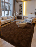 Macgace Fluffy Area Rugs for Bedroom Decor Aesthetic, 5x7 Brown Shag Rug with Non-Slip Dots for Living Room, Furry Plush Mat Was