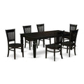 East West Furniture Lgva7-Blk-W 7 Piece Kitchen Table & Chairs Set Consist Of A Rectangle Dining Room Table With Butterfly Leaf And 6 Dining Chairs, 42X84 Inch, Black