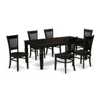 East West Furniture Lgva7-Blk-W 7 Piece Kitchen Table & Chairs Set Consist Of A Rectangle Dining Room Table With Butterfly Leaf And 6 Dining Chairs, 42X84 Inch, Black