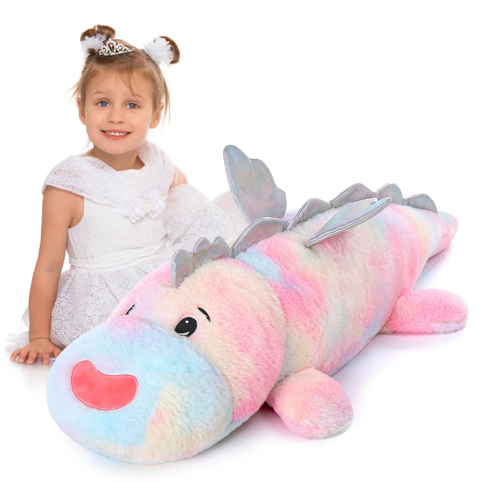 Maogolan 5.7Lbs Weighted Dinosaur Stuffed Animal, 35.4    Large Dino Hugging Plush Pillow For Adults Boys Girls,Soft Throw Pillo