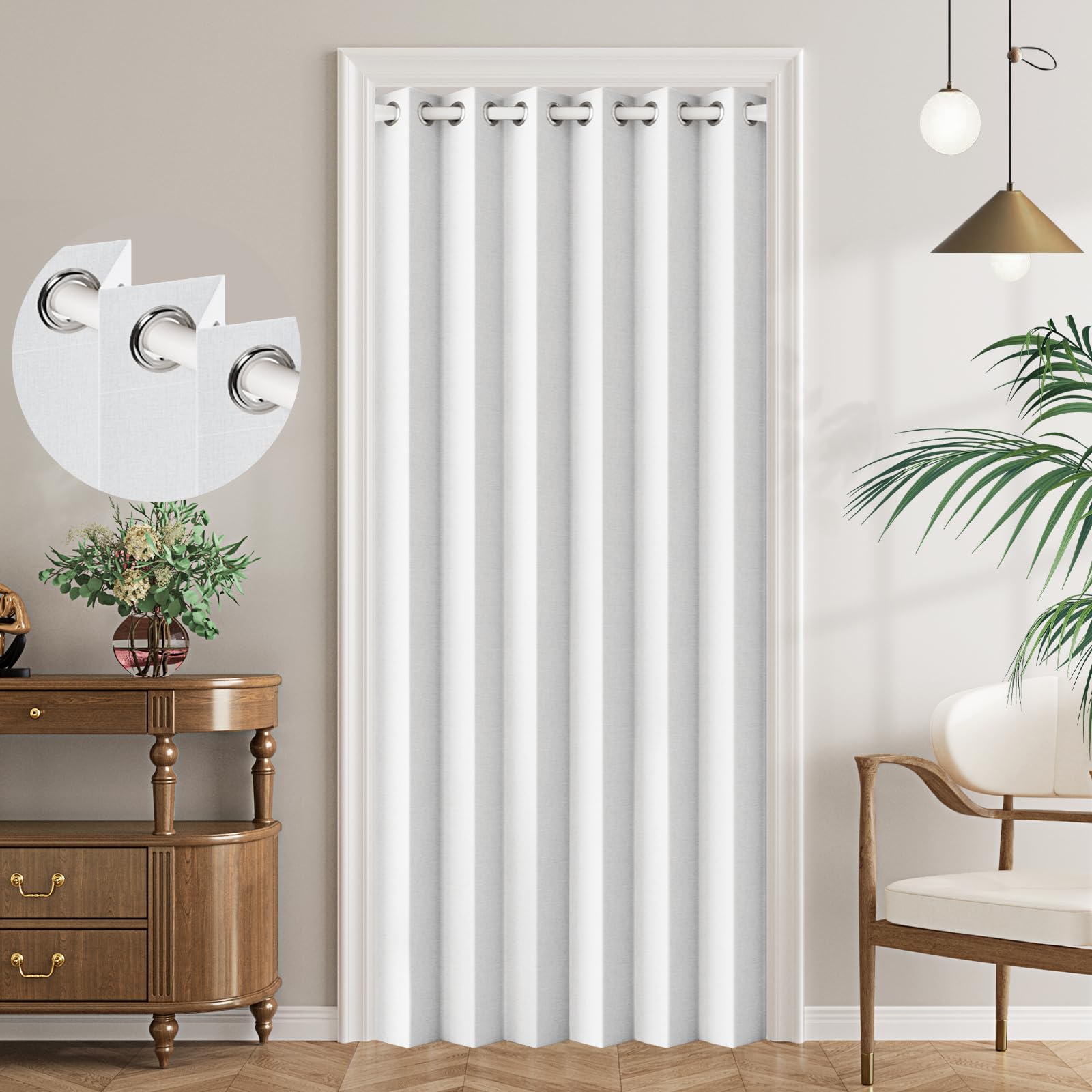 HMYI 100% Blackout Closet Curtain for Open Closet Magnetic Door Panels for Doorway, Sound Proof Curtains for Doorway, 1 Panel, W