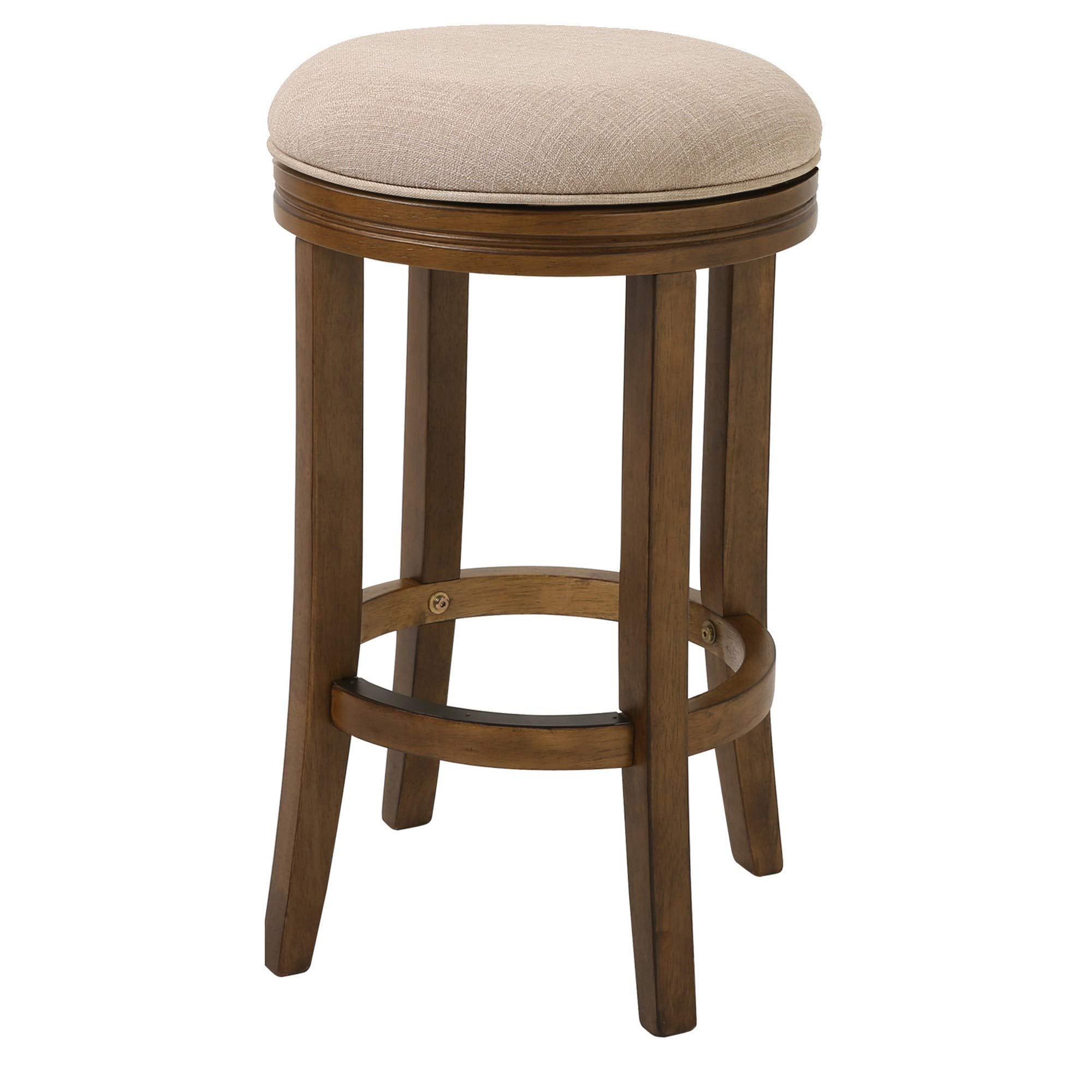 HomeRoots 25' Honeysuckle Finished Solid Wood Frame with Cream Fabric Counter Stool