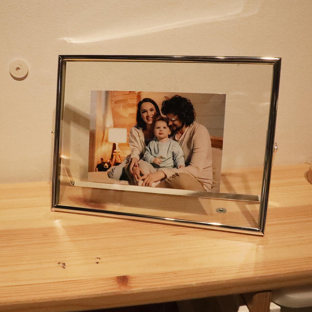 Ahago Silver Floating Frame (6''X8'', Horizontal), For Picture 5X7, 4X6, 3X5, Tabletop Shelf Photo Frame, Home Or Office Decor,