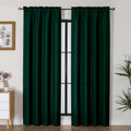 Lecloud Bessie Hunter Green Privacy Curtains 84 Inches Long 2 Pcs, Light Filteringn Airy Faux Linen Textured Curtain, Durable Ro