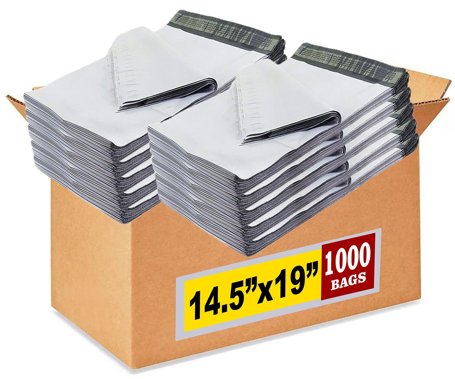 Imbaprice 14.5X19 Inches White Poly Mailers, 1000-Pack Ml Size #6 Poly Mailing Shipping Envelopes Bags, Self Seal Adhesive Water