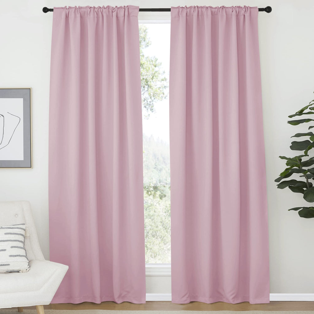 Nicetown Blackout Curtain Panels Window Draperies - (Greyish Blue Color) 52X84 Inch, 2 Pieces, Insulating Room Darkening Blackout Drapes For Bedroom