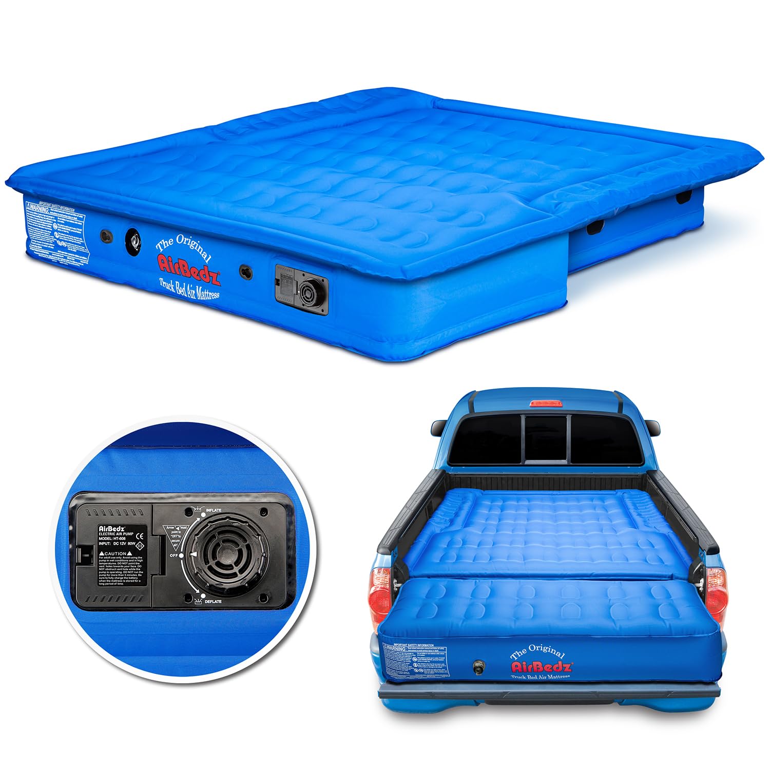 PITTMAN OUTDOORS PPI-105 AirBedz Original Truck Bed Air Mattress for 5-5.5 Mid-Size Short Truck Beds with Tailgate Mattress, Bl