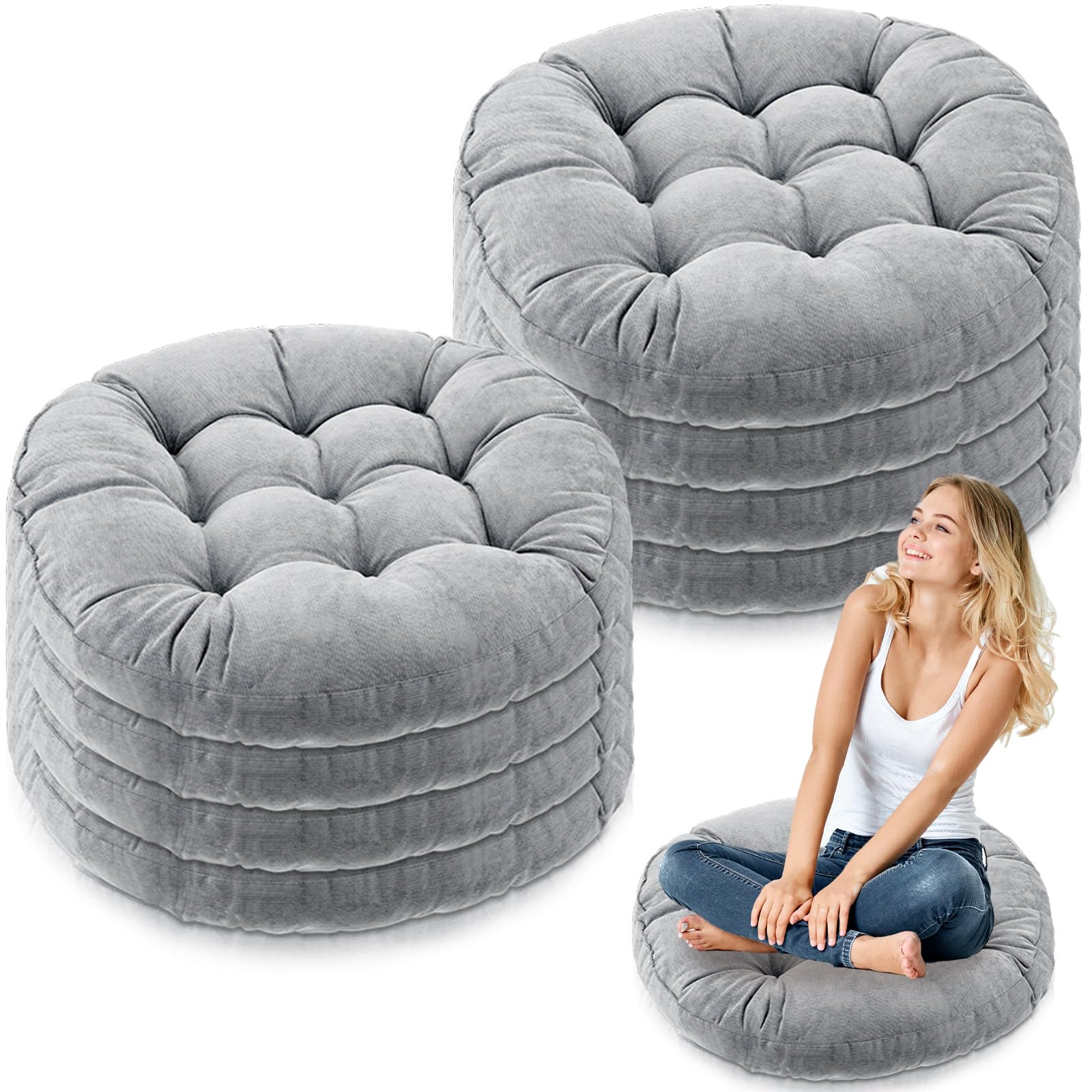 Jerify 12 Pcs Round Floor Pillows Cushions 22 x 22 Inch Large Flexible Seating Cushion Classroom Furniture Floor Pillow for Kids