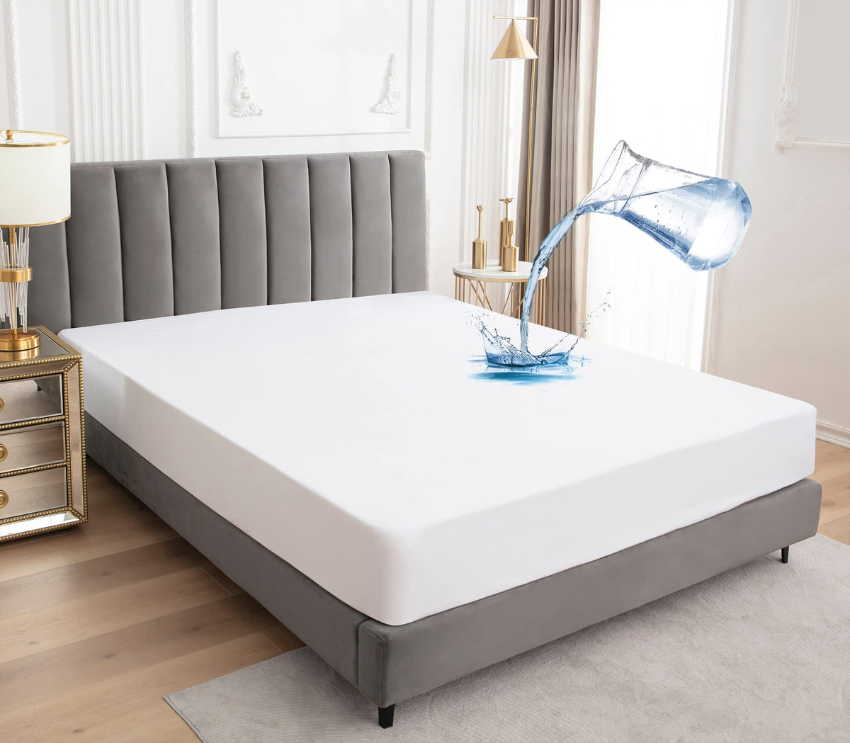 Sufdari Twin Xl Mattress Protector,Waterproof Mattress Protector,Fitted Sheet Style Mattress Cover With 18' Deep Pocket,Washable And Comfortable-White,Twin Xl