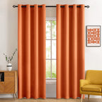 Miulee Blackout Curtains For Fall Bedroom Living Room Thermal Insulated Room Darkening Grommet Top Solid Light Blocking Drapery Set Of 2 Window Panels 52 X 90 Inches Orange