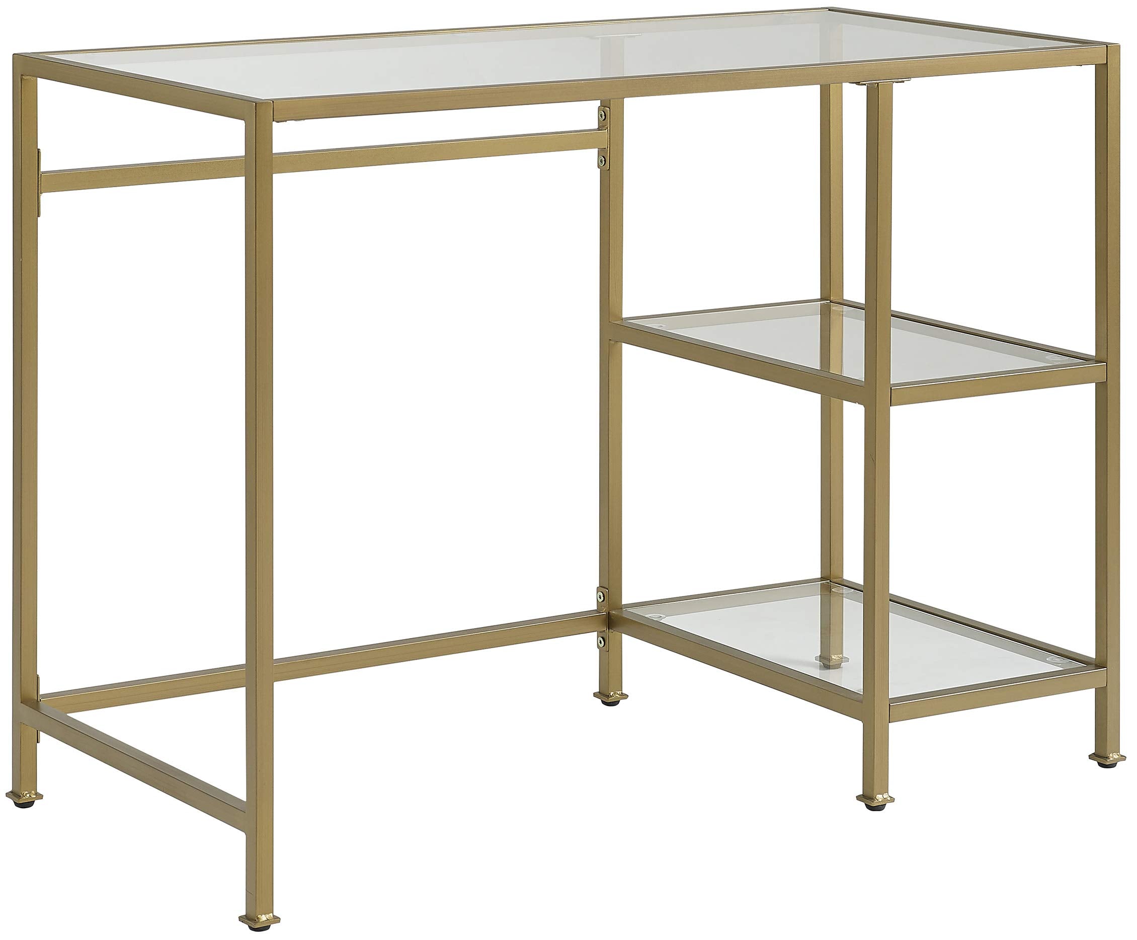 Crosley Furniture Aimee Small Home Office Vanity Desk With Storage Shelves, Gold
