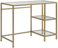 Crosley Furniture Aimee Small Home Office Vanity Desk With Storage Shelves, Gold
