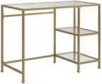 Crosley Furniture Aimee Small Home Office Vanity Desk With Storage Shelves, Gold