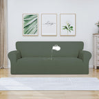 Purefit 100% Dual Waterproof Couch Cover Slipcovers For Couches And Sofas - Stretch Non Slip Fleece Sofa Covers Washable, Leakproof Furniture Protector For Kids, Pets, Dog (Sofa, Greyish Green)