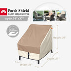 Porch Shield Patio Chair Covers - Waterproof Outdoor Lounge Deep Seat Adirondack Chair Cover 4 Pack - 34W X 37D X 36H Inch, Light Tan & Khaki