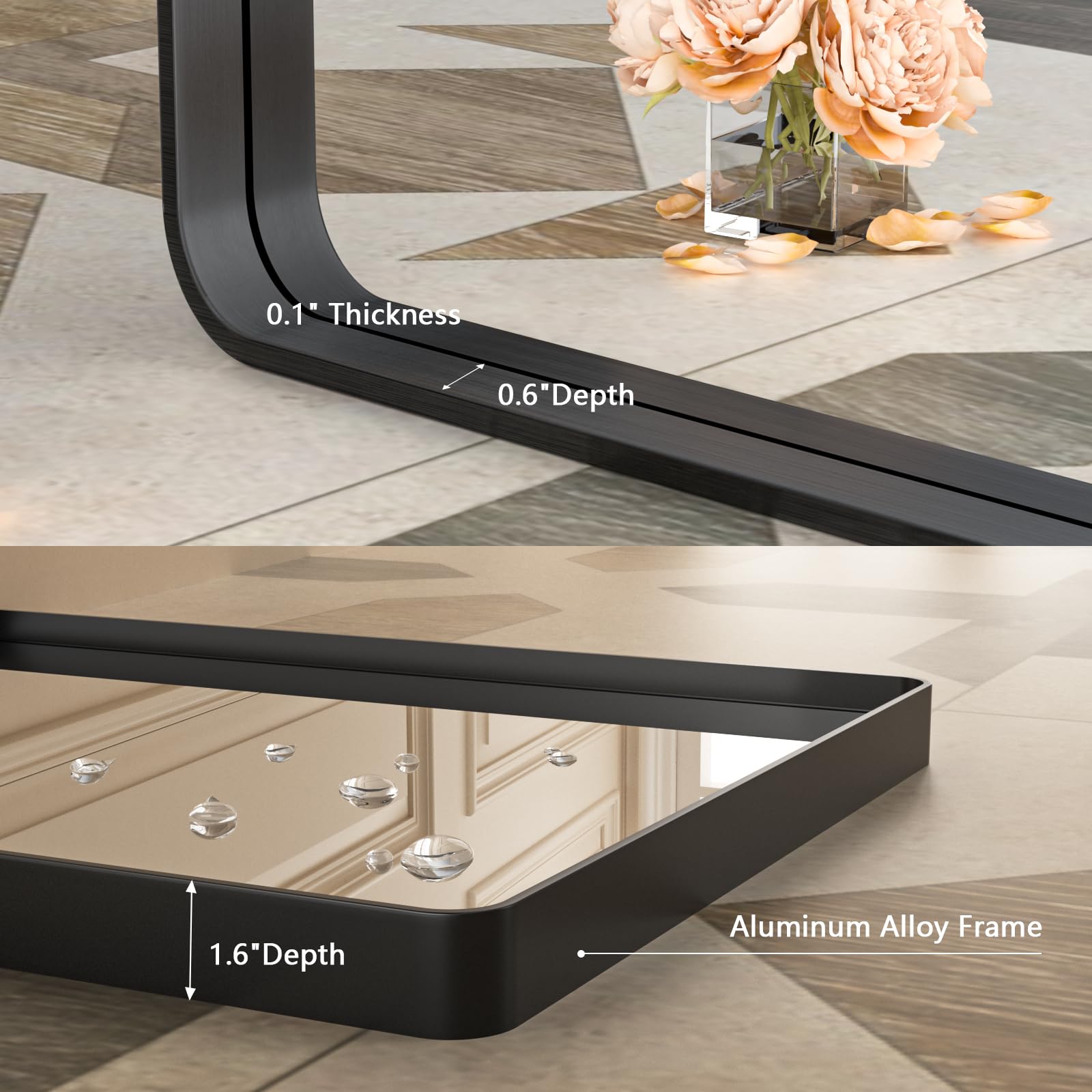 Istripmf Bathroom Mirror Black,55X36 Inch Large Matte Black Bathroom Vanity Mirror,Rectangle Black Metal Framed Mirror For Wall,