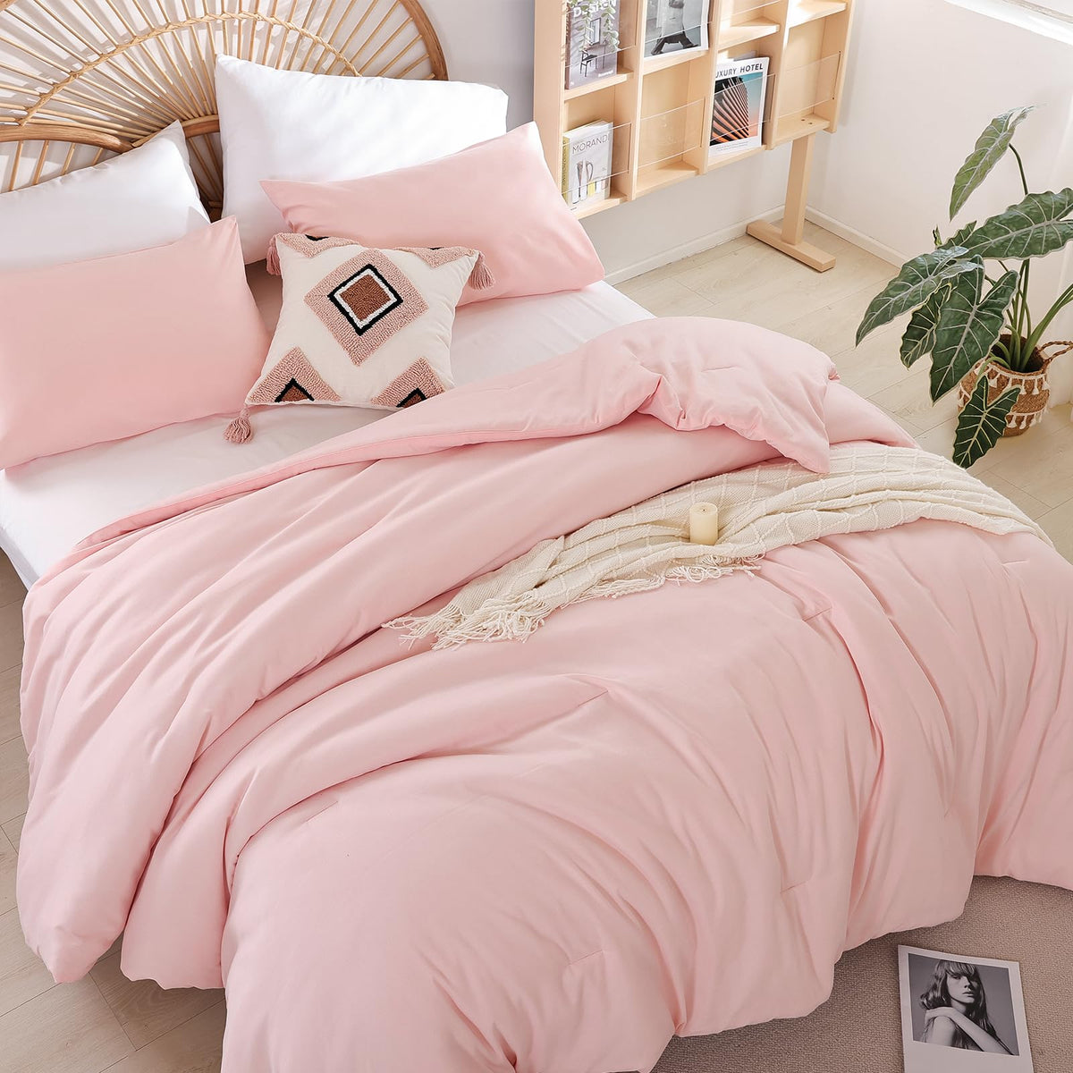 Weigelia Blush Pink Comforter Set Twin Boho Pink Twin Comforter With 1 Pillowcases - Soft Lightweight Cozy Bedding Set For All S