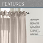 Elrene Home Fashions Vienna Sheer Tie-Top Window-Curtain Panel, 52 In X 84 In (1 Panel), Light Gray