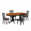 East West Furniture PLAN5-BCH-LC 5 Piece Dining Room Furniture Set Includes an Oval Kitchen Table with Butterfly Leaf and 4 Faux Leather Upholstered Dining Chairs, 42x78 Inch, Black & Cherry