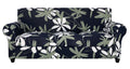 Searchi Stretch Sofa Cover Printed Couch Cover, Floral Pattern 4 Pieces Sofa Slipcover With 3 Separate Cushion Cover, Washable Furniture Protector For Living Room(Sofa, Navy Blue)