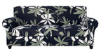 Searchi Stretch Sofa Cover Printed Couch Cover, Floral Pattern 4 Pieces Sofa Slipcover With 3 Separate Cushion Cover, Washable Furniture Protector For Living Room(Sofa, Navy Blue)