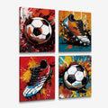 Framed Canvas Wall Art Soccer Prints Posters Boys Room Wall Decor,Retro Football Graffiti Art Painting Sport Fans Bedroom Man Ca