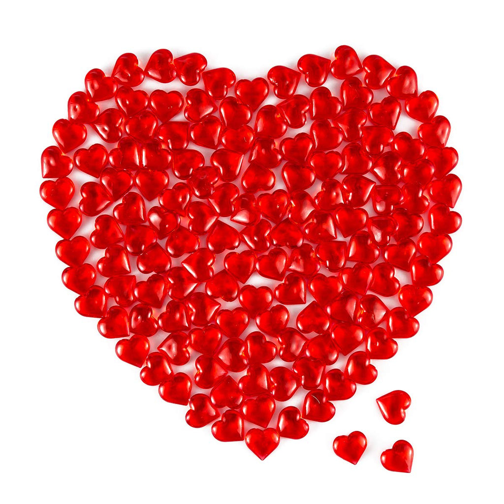 Red Acrylic Heart Translucent Hearts Shaped Crystals Gems for Table Scatter, Valentine's Day, Wedding, Artwork, Birthday Party D