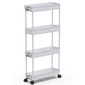 SPACEKEEPER Slim Rolling Storage Cart 4 Tier Bathroom Organizer Mobile Shelving Unit Storage Rolling Utility Cart Tower Rack for